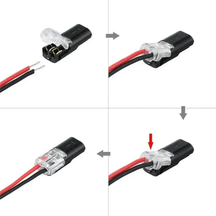 50-Pack Plug-In Connectors for 2-Pole Cables – No Stripping Needed