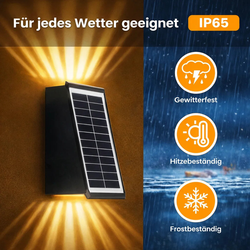 Solar Outdoor Wall Light with Warm White & RGB – Wireless and Automatic