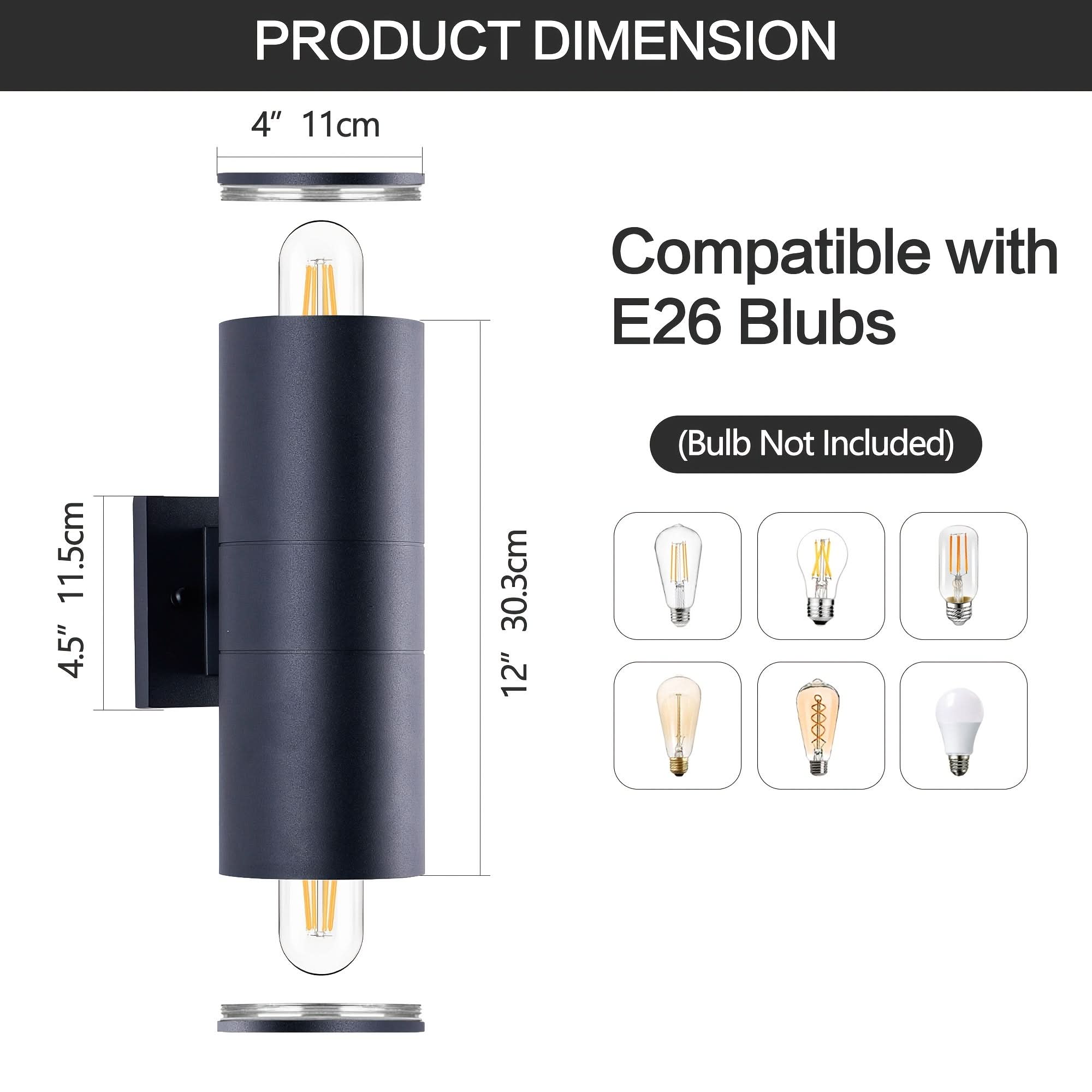 Black Outdoor Wall Light in Cylindrical Shape