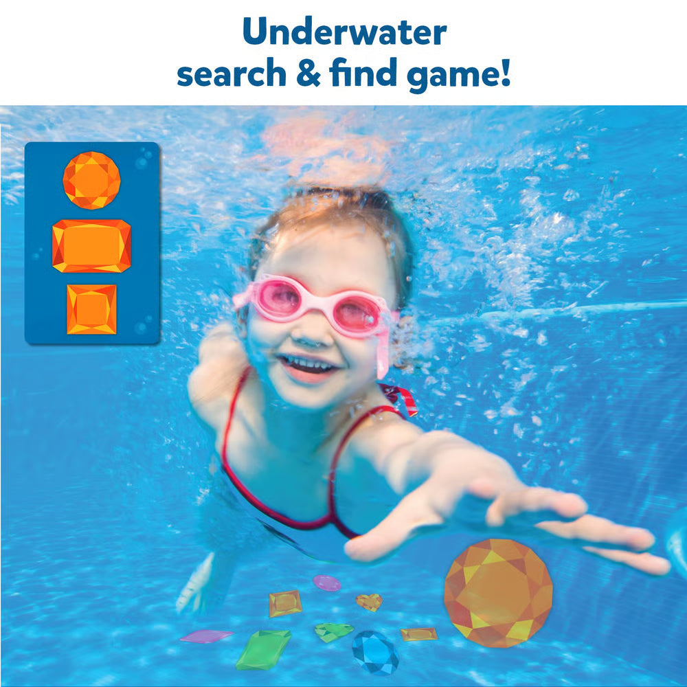 Underwater Pool Treasure Game with Cards and Waterproof Gems