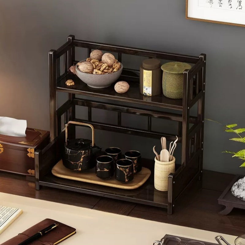 Chic Wooden Multi-Level Tea Station Organizer