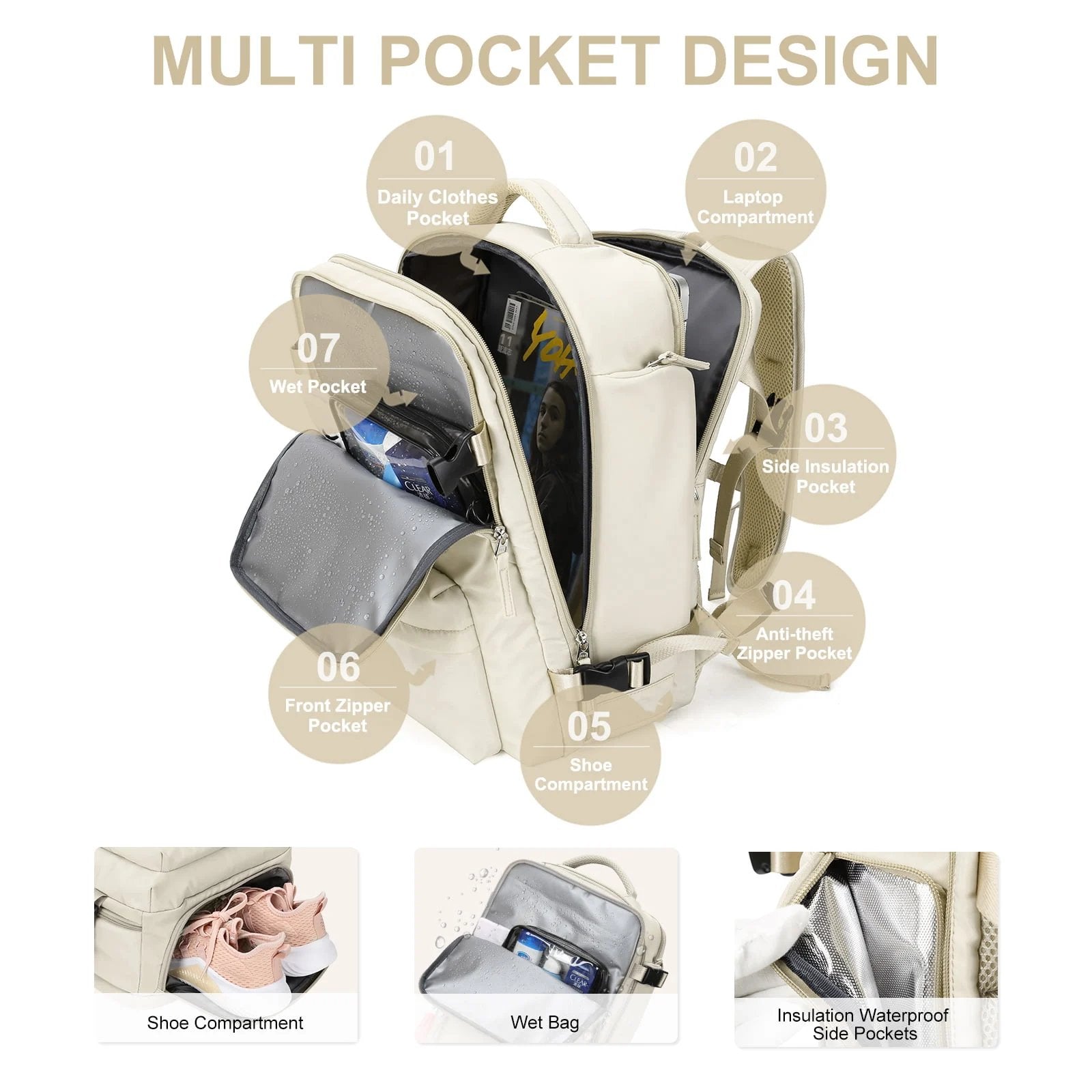 Stylish 35L Travel Backpack for Women | Water-Resistant & Secure