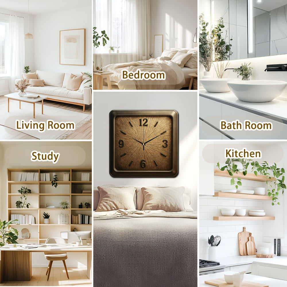 TimberTime – Elegant Natural Wood Square Wall Clock