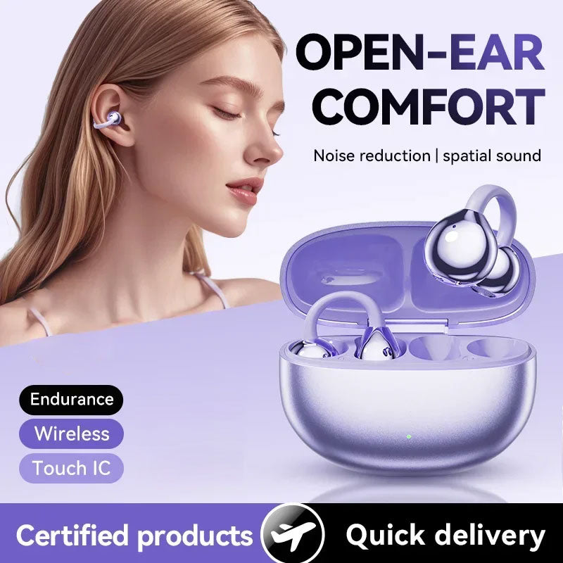 GlideWave™ Ear Clip Headphones — Experience All-Day Comfort with Jaw-Dropping, Crystal-Clear Sound That Moves With You