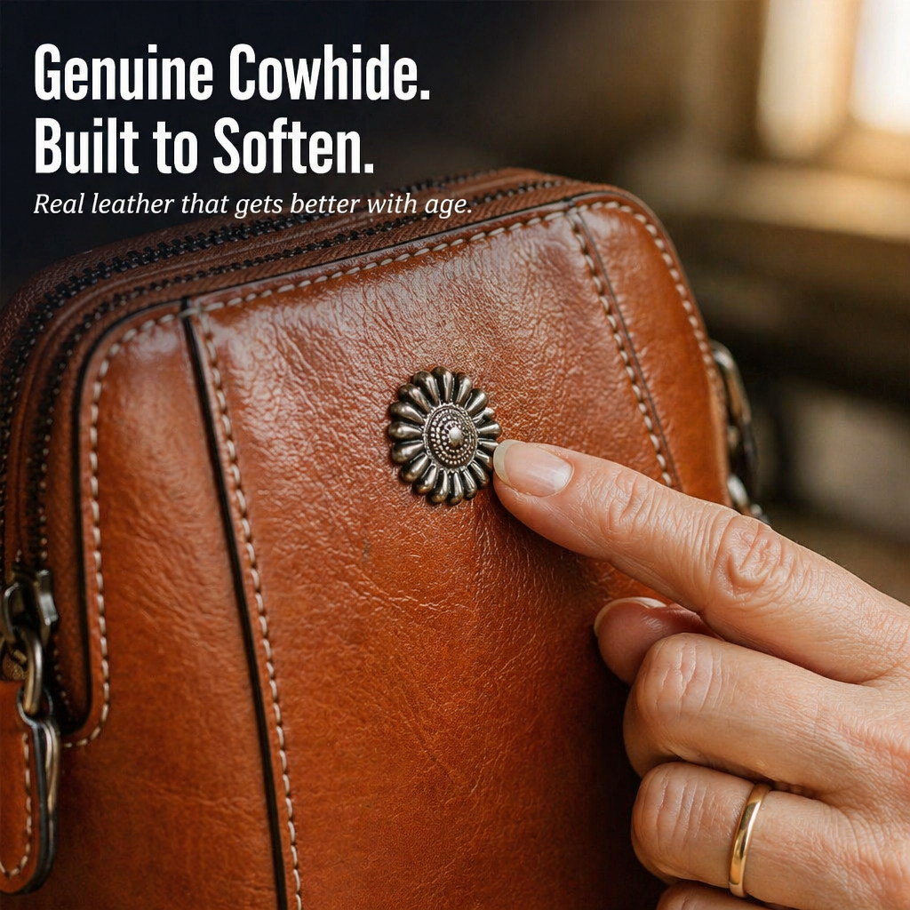 VividAura™ — Soft-Leather Crossbody to Hold Phone, Cards & Lipstick All-in-One