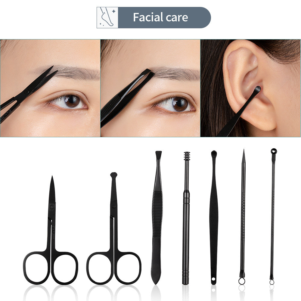 Essential 15-Piece Nail and Facial Care Kit with Travel Case