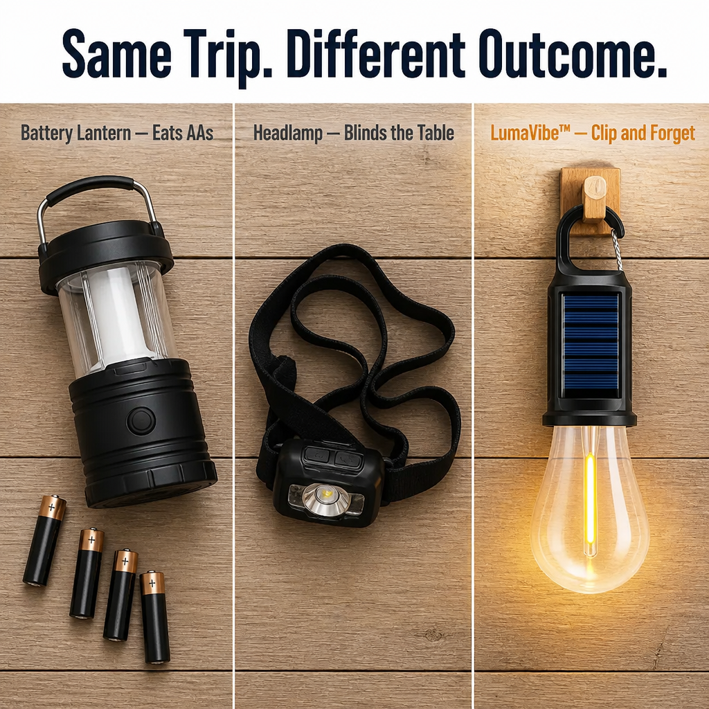 LumaVibe™ — Clip-On Solar Bulb Illuminates Entire Tent Overnight, No Batteries Required