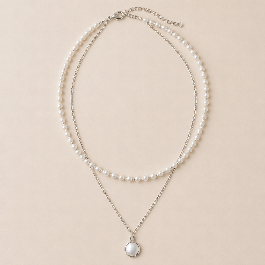 VitariaLuxe™ – Delicate Pearl Layers Necklace with Pendant Drop