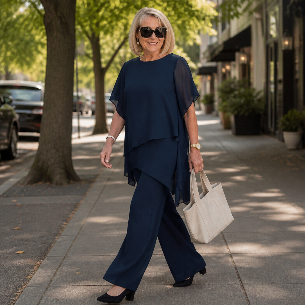 Flexiva™ – Comfortable Two-Piece Outfit with Soft-Fall Wide-Leg Trousers