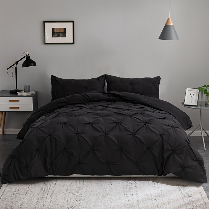TranquilNest – 3-Piece Pleated Duvet Cover Ensemble
