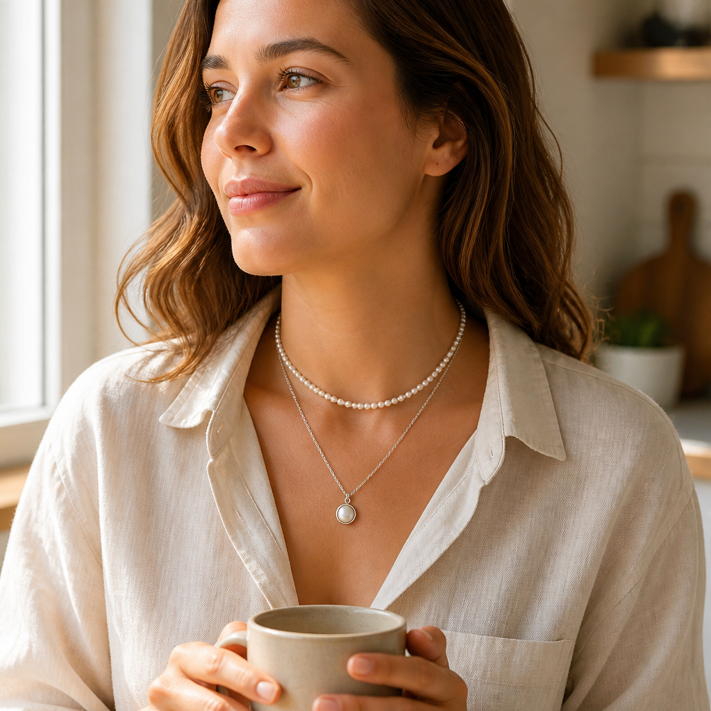 VitariaLuxe™ – Delicate Pearl Layers Necklace with Pendant Drop