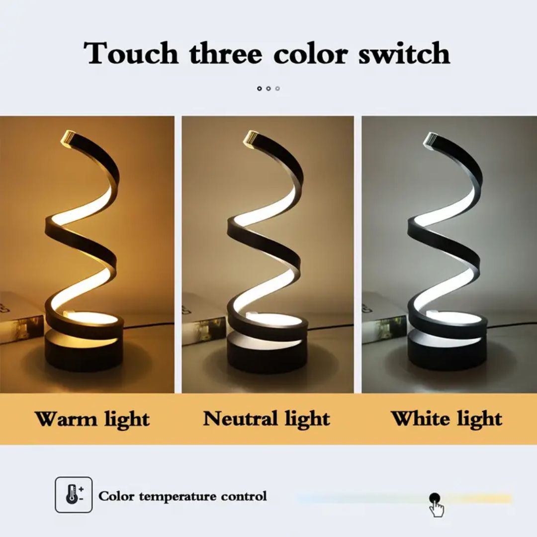 Spiral LED Table Lamp – Touch-Activated Adjustable Brightness