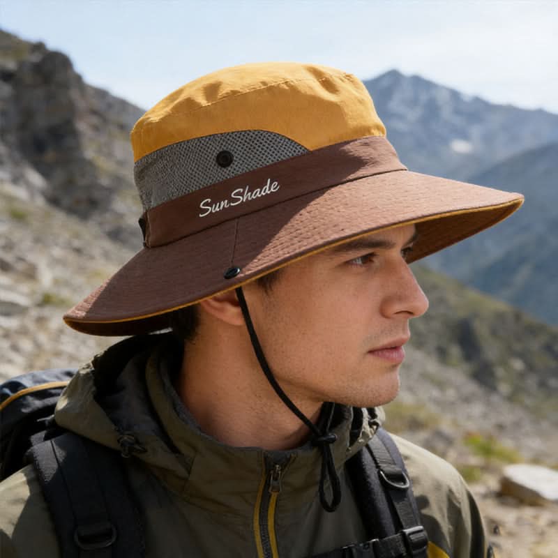 Breathable Mesh Outdoor Hat with Wide Brim for Sun Protection