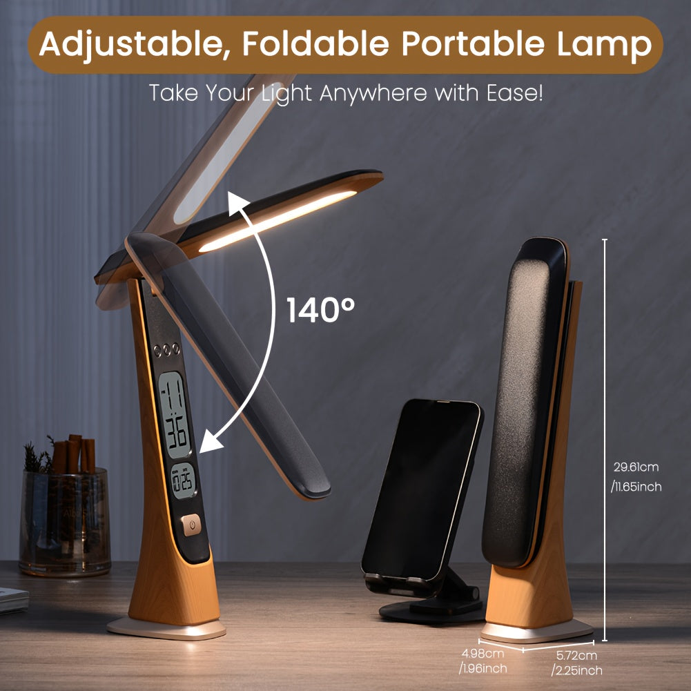 LUMIFOLD – Compact LED Desk Lamp with Time Display