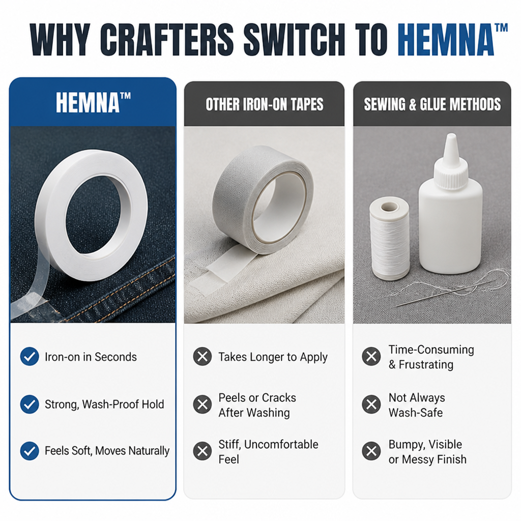 Hemna™ — Hem Any Pair in Seconds With No Needle, No Thread, No Sewing