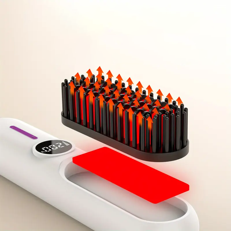 Temperature Display Cordless Hair Straightening Brush