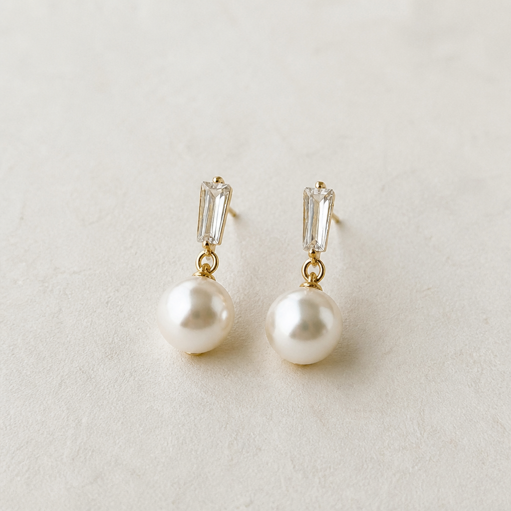 LumaFleur™ – Graceful Pearl Drop Earrings with Crystal Detail