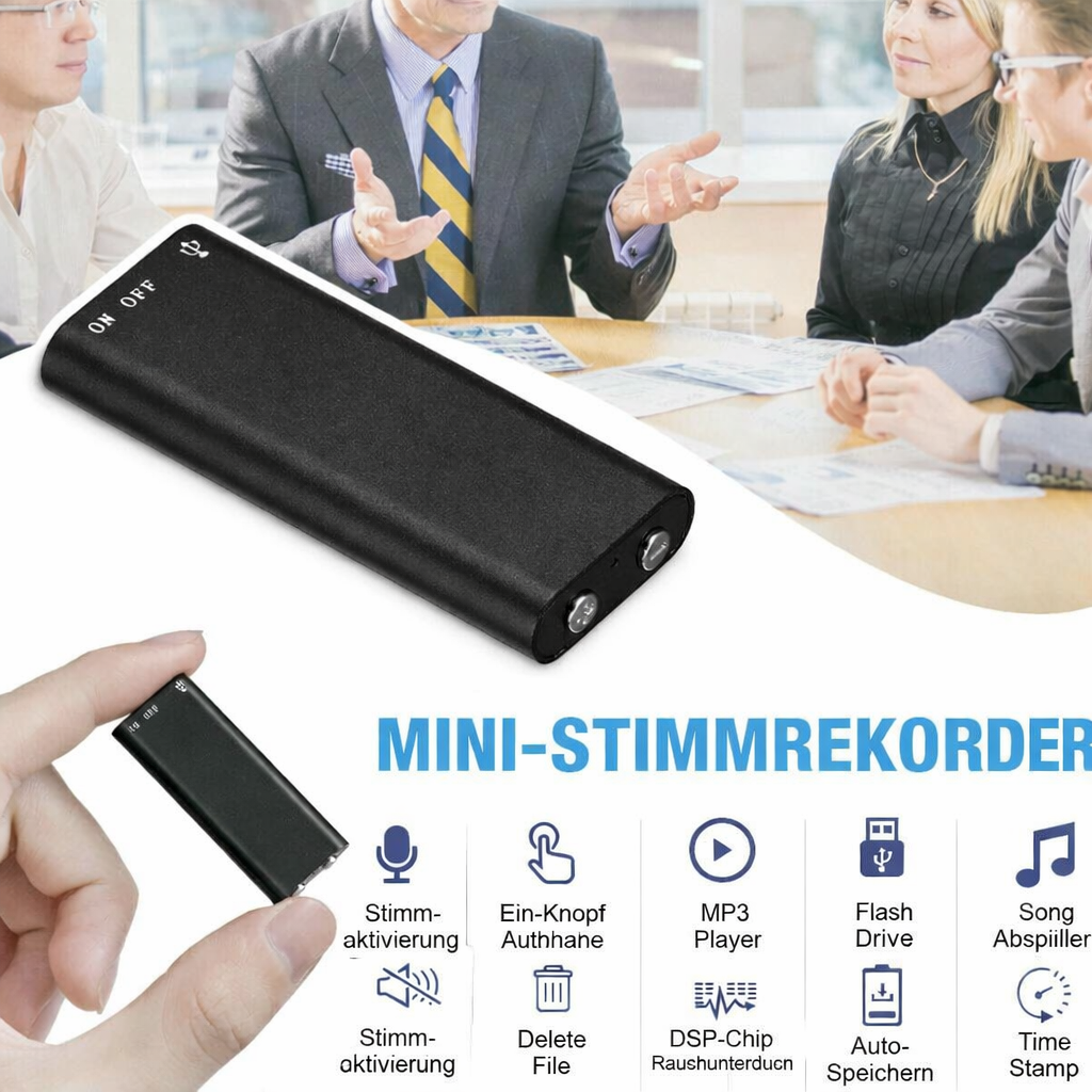 Dictation Device | Portable Audio Recorder | One-Button Recording | MicroSpy