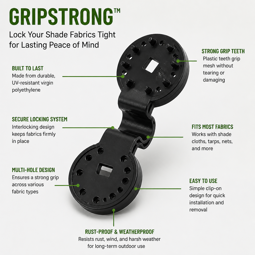 GripStrong™ — Lock Your Shade Fabrics Tight for Lasting Peace of Mind and Total Weather Defense