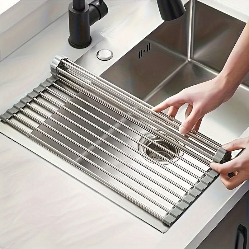 Collapsible Stainless Steel Dish Drainer Rack