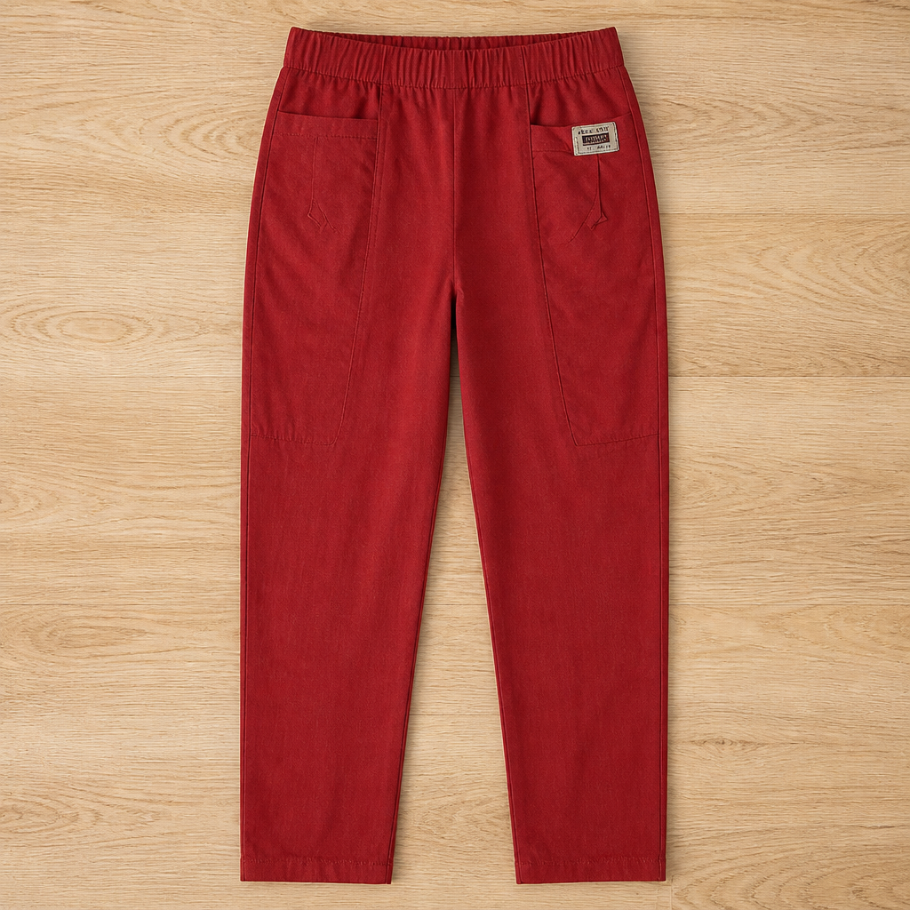 VeloraEase™ – Relaxed Tapered Cotton Pants with Elastic Comfort Waist