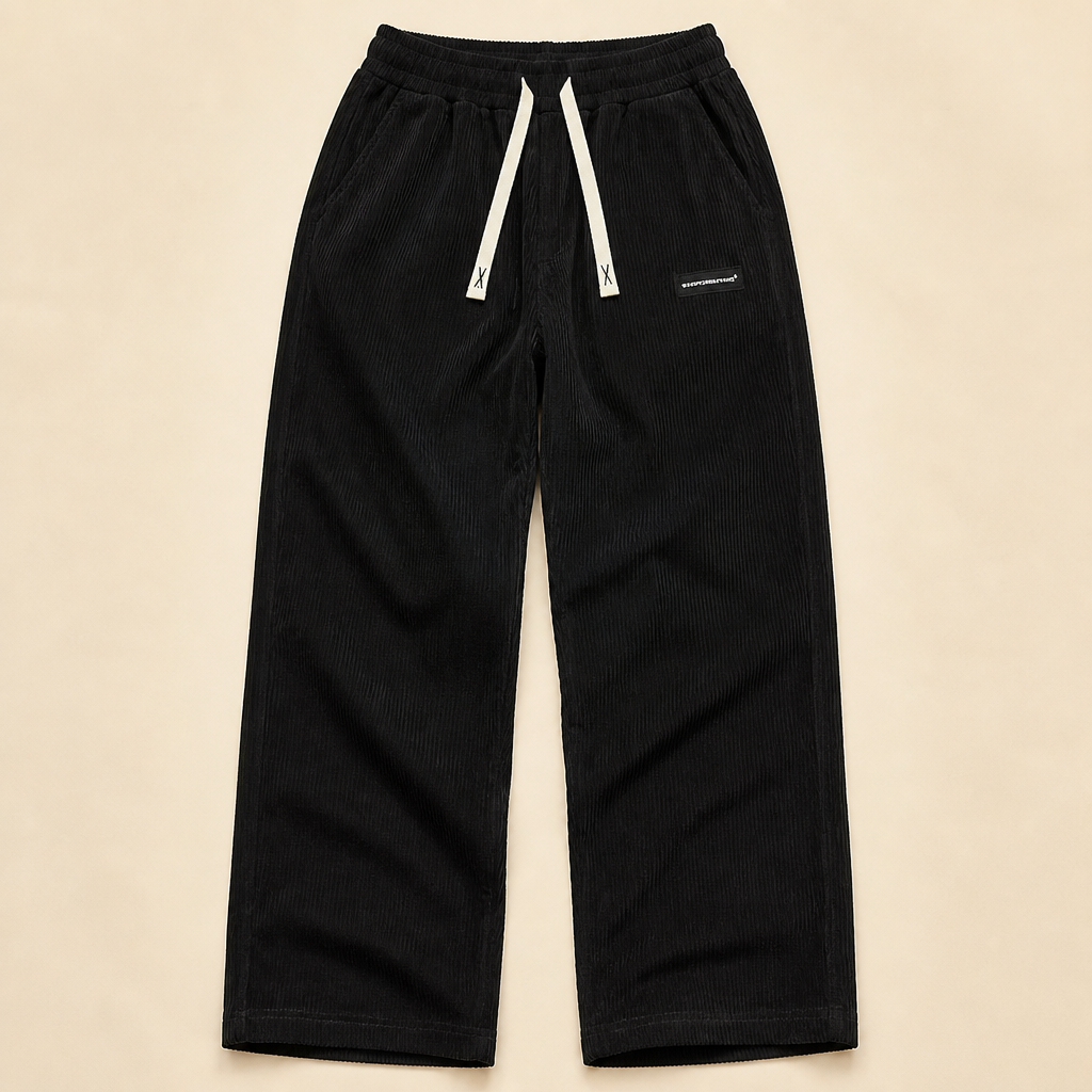 BlazeStride™ – Comfortable Straight-Leg Corduroy Trousers with Drawstring Waist