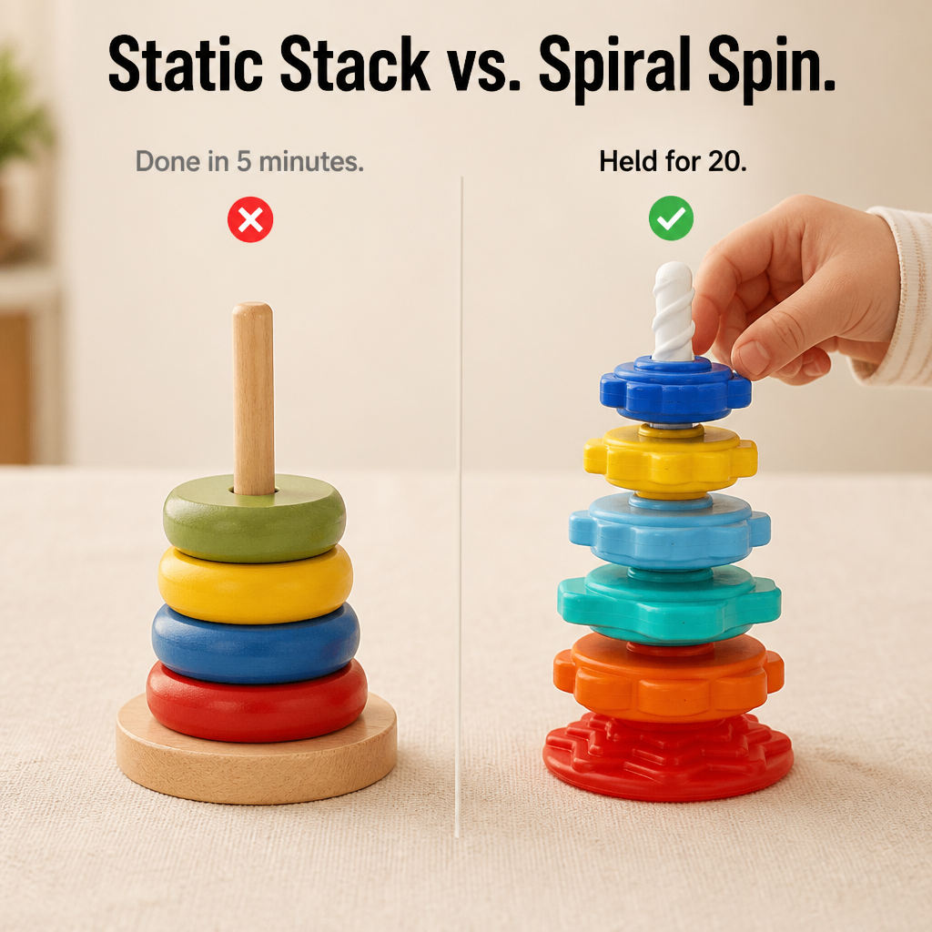 TwirliPlay™ — Twist Rainbow Discs Along a Spiral Pole Toddlers Won't Quit