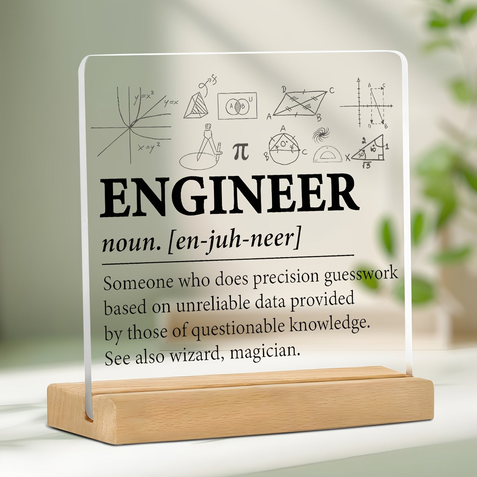 Sleek Acrylic Nameplate with Wooden Base for Stylish Spaces