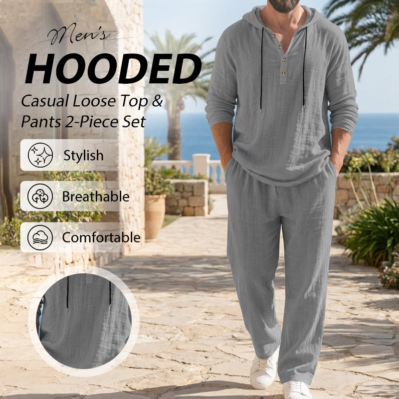 Drakescape™ – Laid-Back Hooded Linen-Blend Two-Piece Set