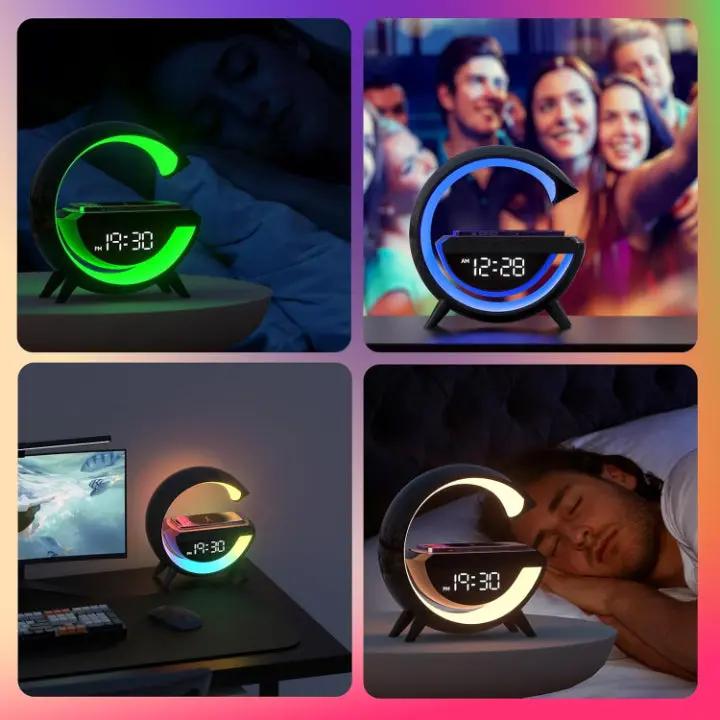 LED Clock Lamp with Alarm, Bluetooth Speaker & Wireless Charging Function