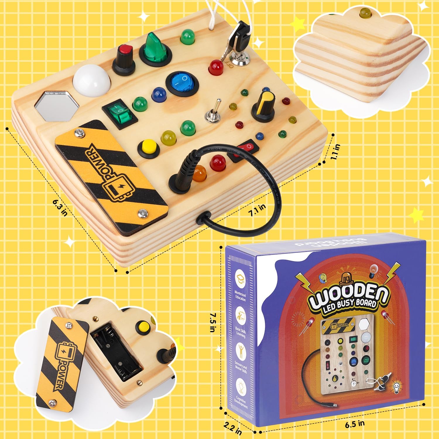 Interactive Learning Pinboard with 27 LED Lights for Kids