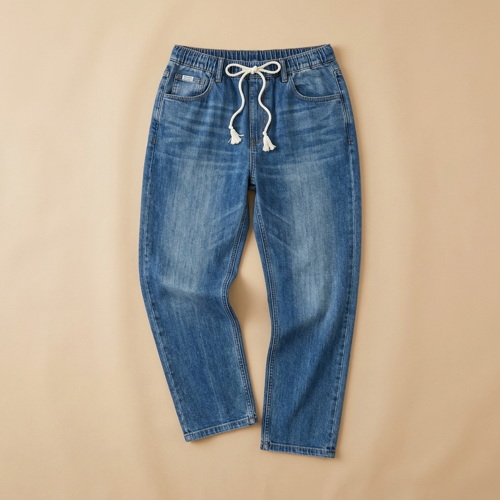 RamoraStride™ – Straight Leg Relaxed Jeans with Drawstring Waist