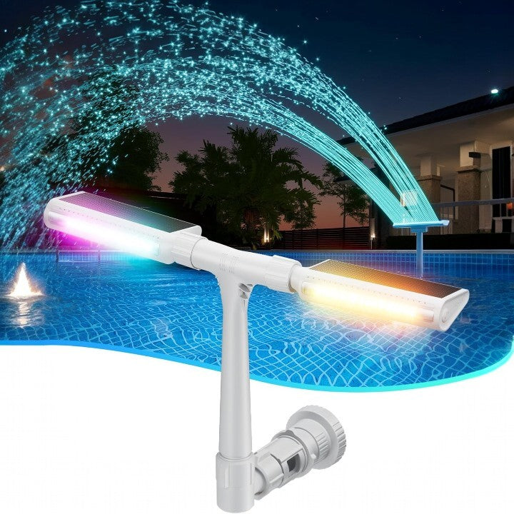 Solar-Powered RGB Fountain for Pool – Evening Light Display