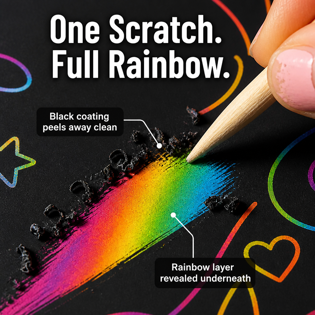 VividDreams™ Scratch Art Notebook — Swap Screen Time for Calm, Clean Rainbow Moments
