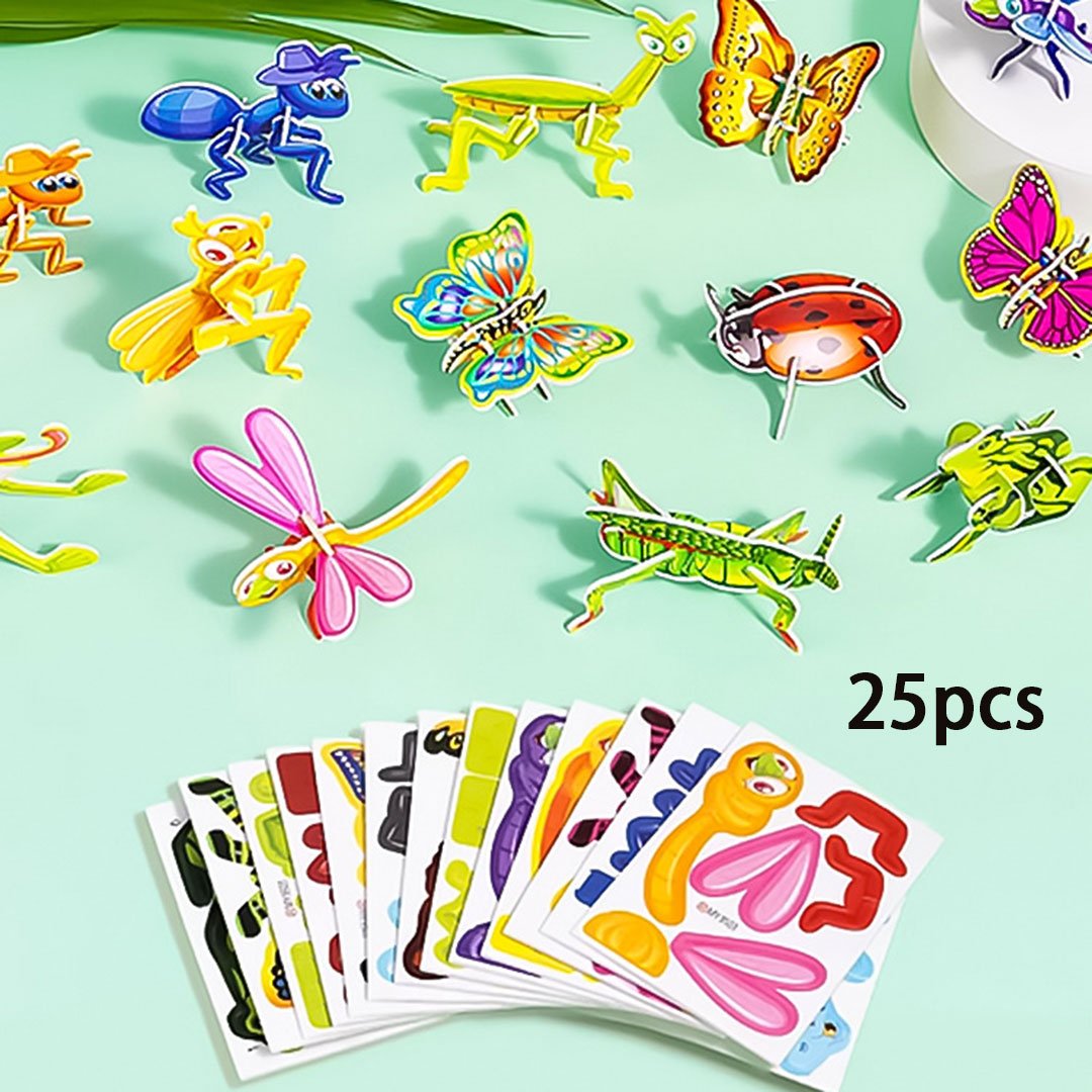 Educational 3D Puzzle Set – Cartoon Craft Activity for Kids