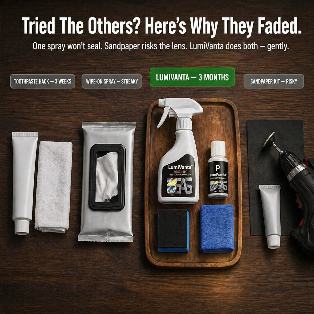 LumiVanta™ — Remove Yellow Fog & Seal Headlights Crystal-Clear in 2 Minutes