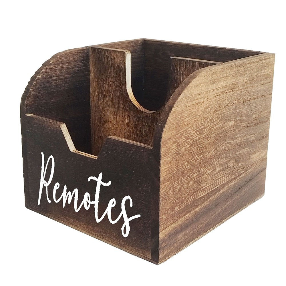 Clutter-Free Living: 4-Section Wooden Remote Control Holder