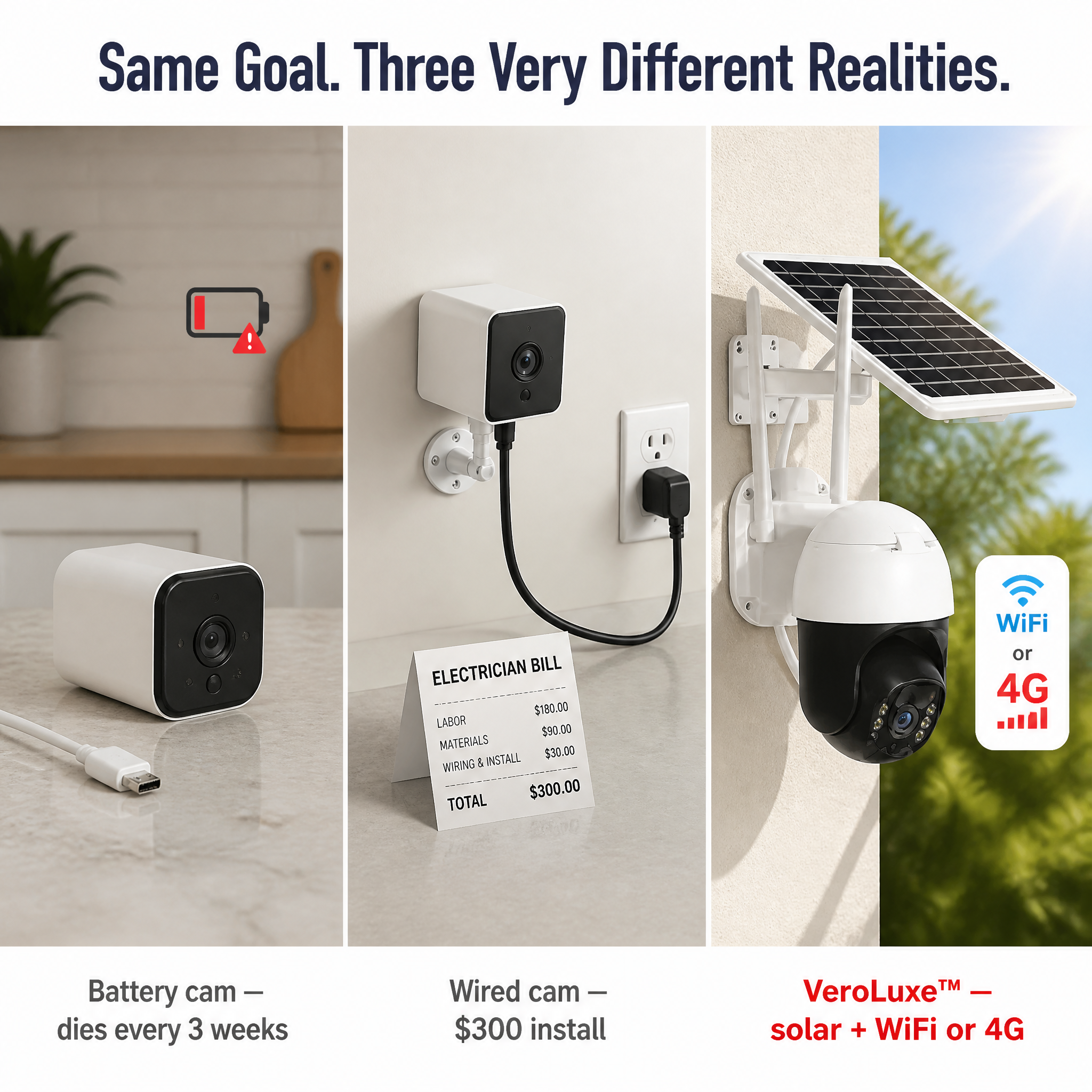 VeroLuxe™ Solar Security Cam — Monitor Every Angle Night and Day, Wire-Free Convenience