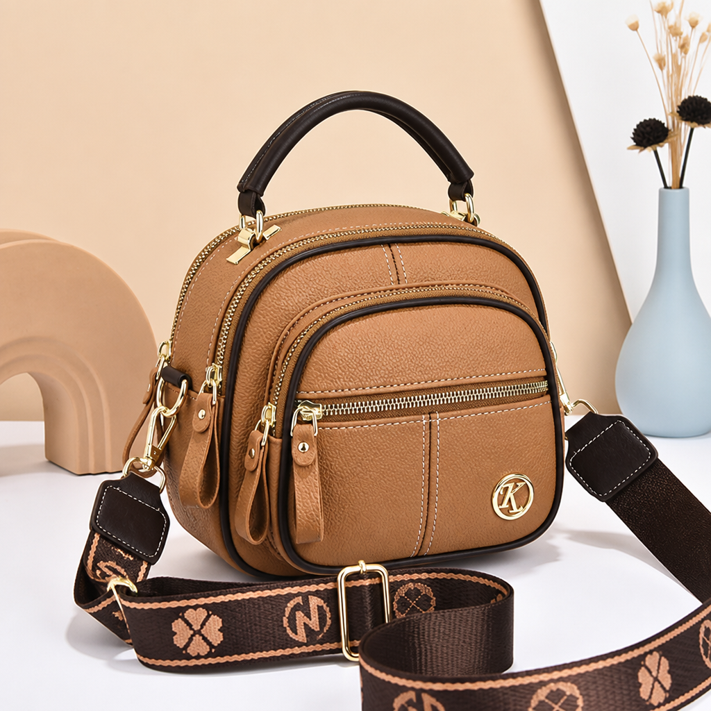 VieraBelle™ – Compact Crossbody Bag with Bold Patterned Strap