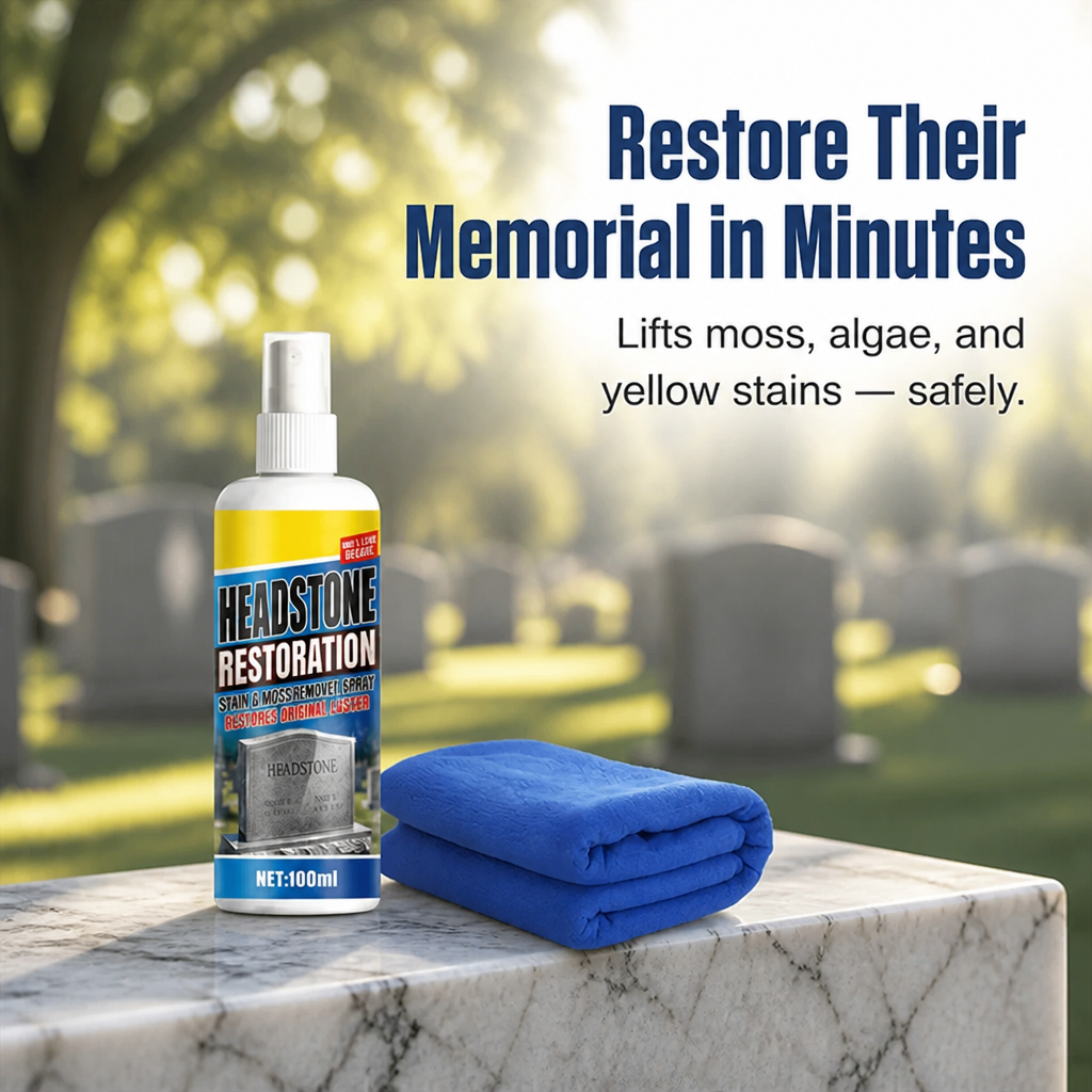 ReViveStone™ — Remove Moss, Algae & Yellow Stains From Memorial Stone Fast