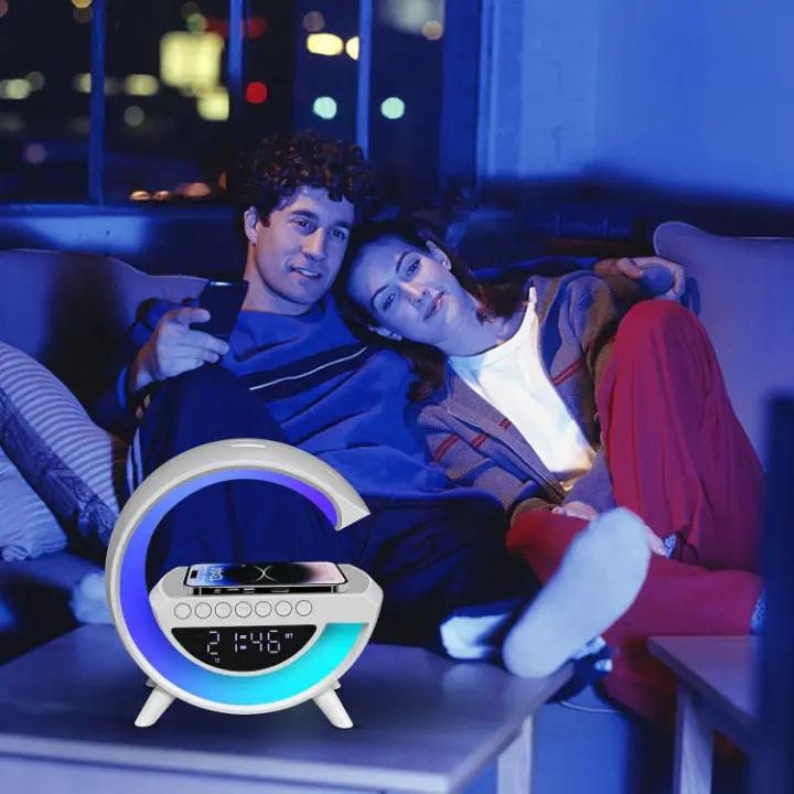 LED Clock Lamp with Alarm, Bluetooth Speaker & Wireless Charging Function