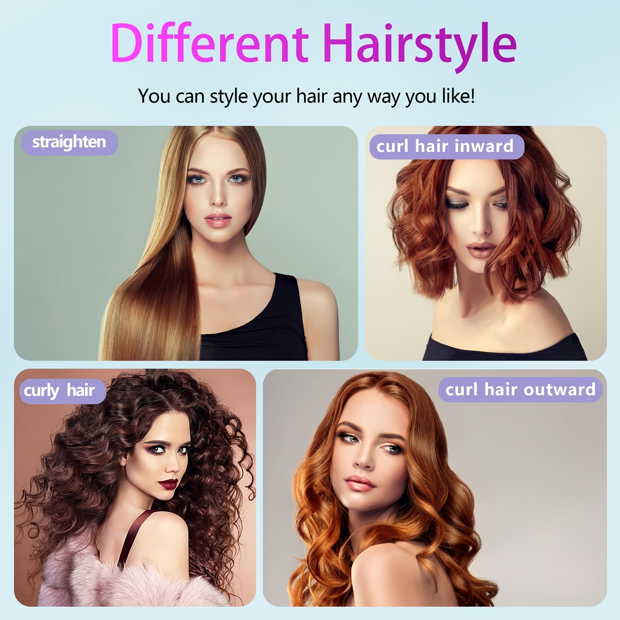 GlamWave - Portable Cordless Hair Straightening Brush with Fast Charge