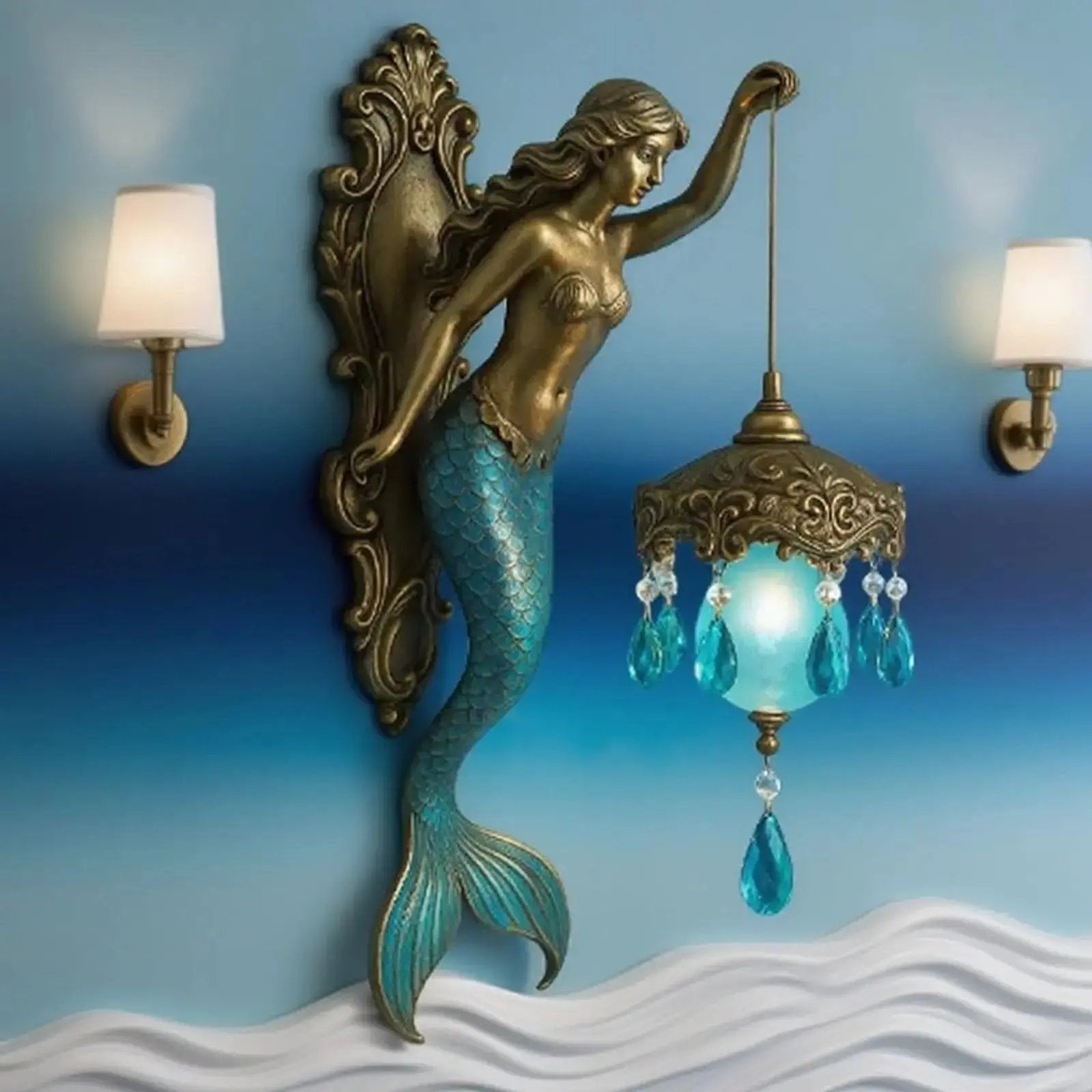 Baroque Style Mermaid Wall Lamp – Enchanting Glow for Your Living Space