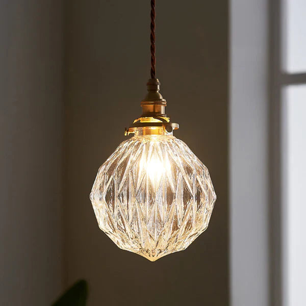 Pendant Light Glass Industrial Style with Globe Shade Textured