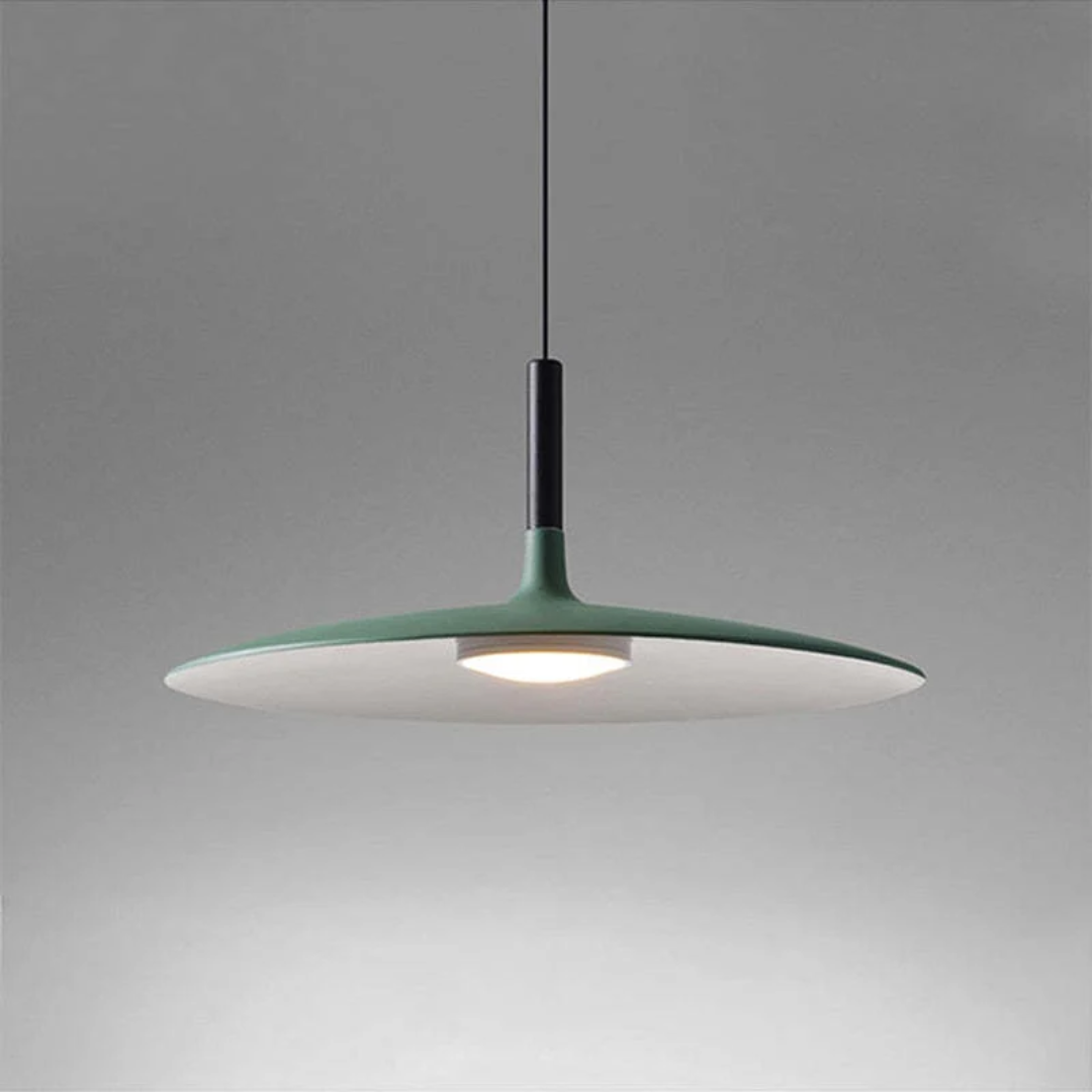 Contemporary White Metal Hanging Lamp – LED, Adjustable Height