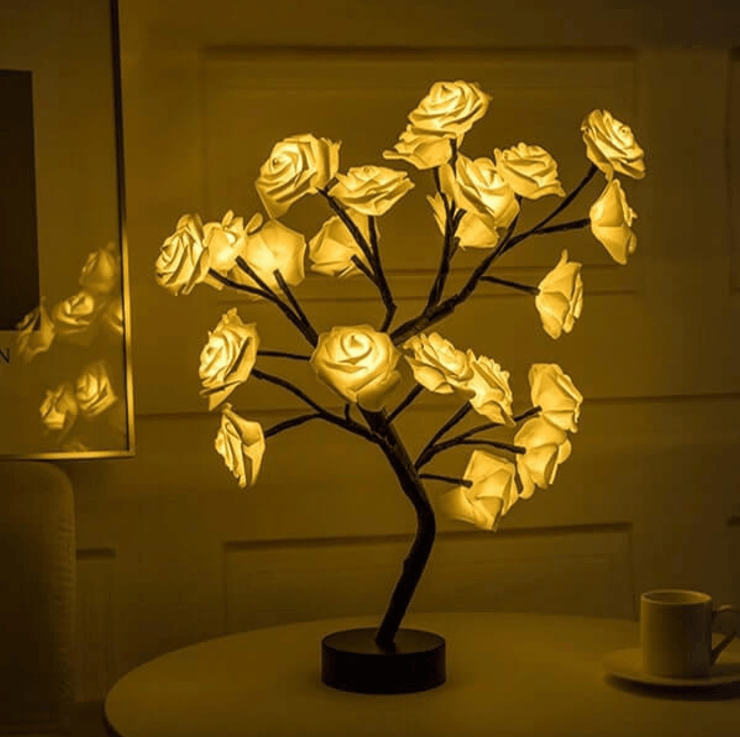 Charming Rose Tree - Wireless LED Battery Table Lamp for Living Room | Reading Light | Bedside Light