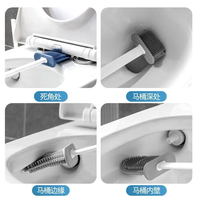 Silicone Toilet Brush Set with Flat Head Design