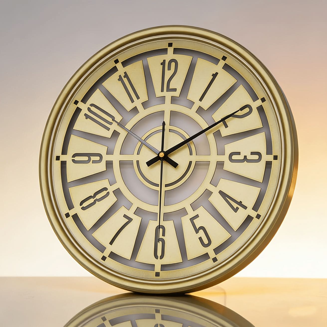 15.75-Inch Silent 3D Wall Clock with Iron Frame for Contemporary Decor
