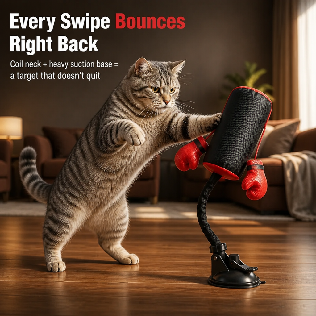 PouncePulse™ — Release Indoor Cat Energy with Spring-Loaded Boxing Moves