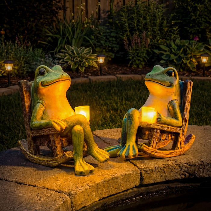 Solar Frog Outdoor Light Featuring Rocking Chair Style
